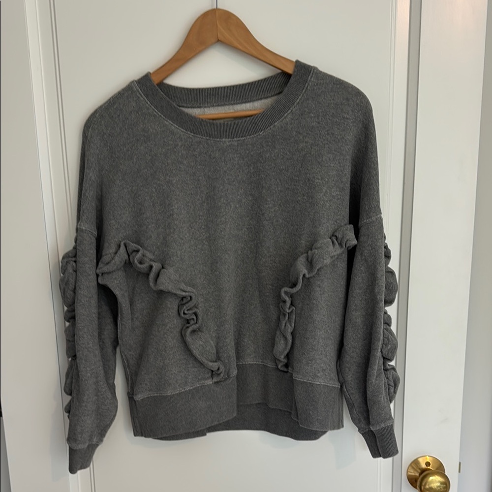 Madewell ruffle gray sweatshirt